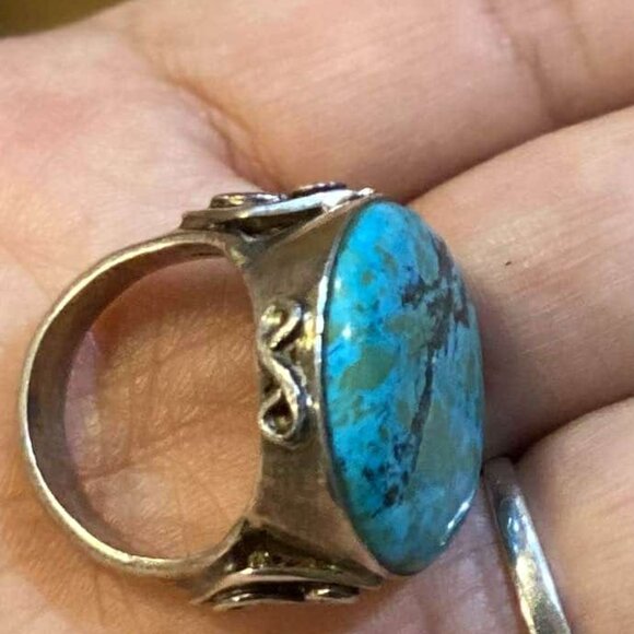 Vintage Sterling Silver Turquoise Statement Ring – Size 7.5 - Picture 3 of 10